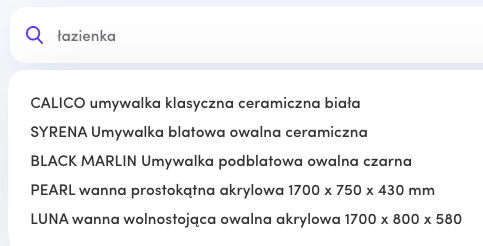 Wyszukiwarka B2B Saly - ustawienie synonimów dla produktów